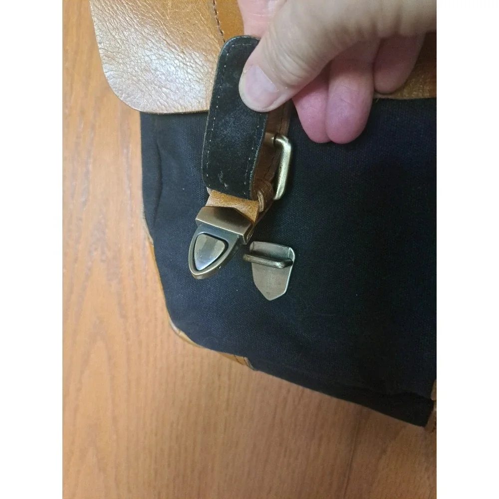 Aaron Leather Goods‎ Prato Canvas Distressed Leather Messenger Laptop Bag 13